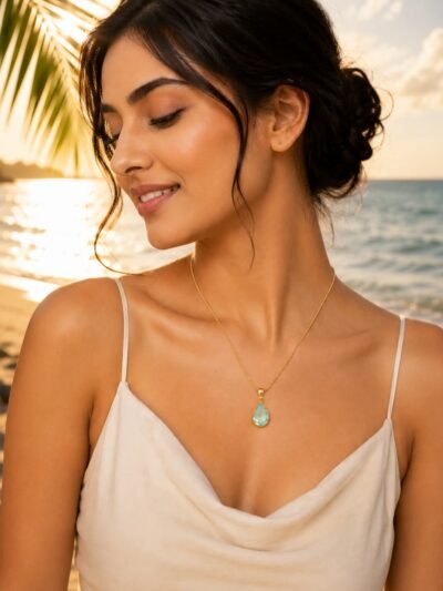 18K Gold Plated Stainless steel Drop Pendant Chain Necklace