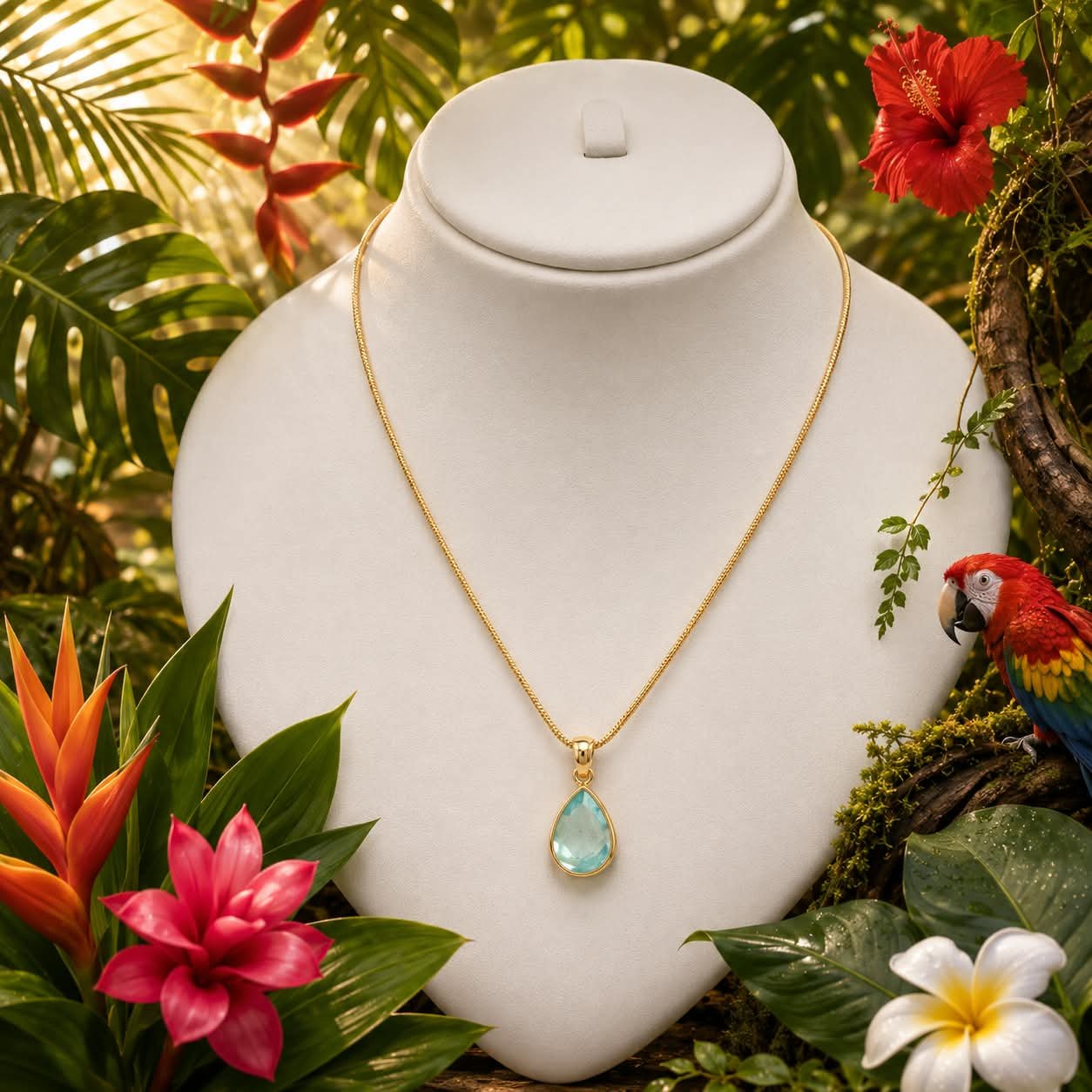 18K Gold Plated Stainless steel Drop Pendant Chain Necklace - Image 2