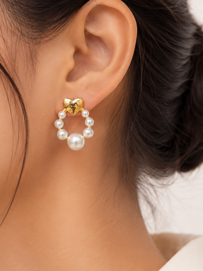 Heart Pearl Earrings