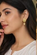 Gold plated flower stud earrings
