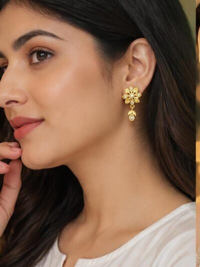 Gold plated flower stud earrings