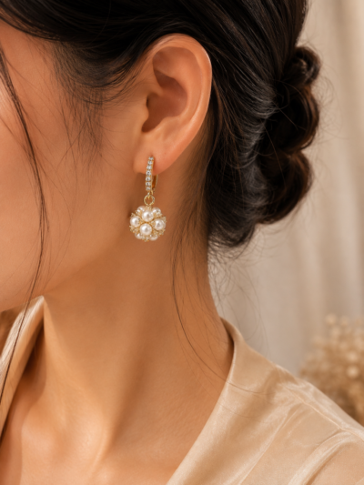 Pearl Flower Drop Earrings