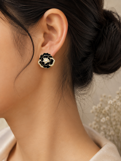 Floral Pearl Stud Earrings