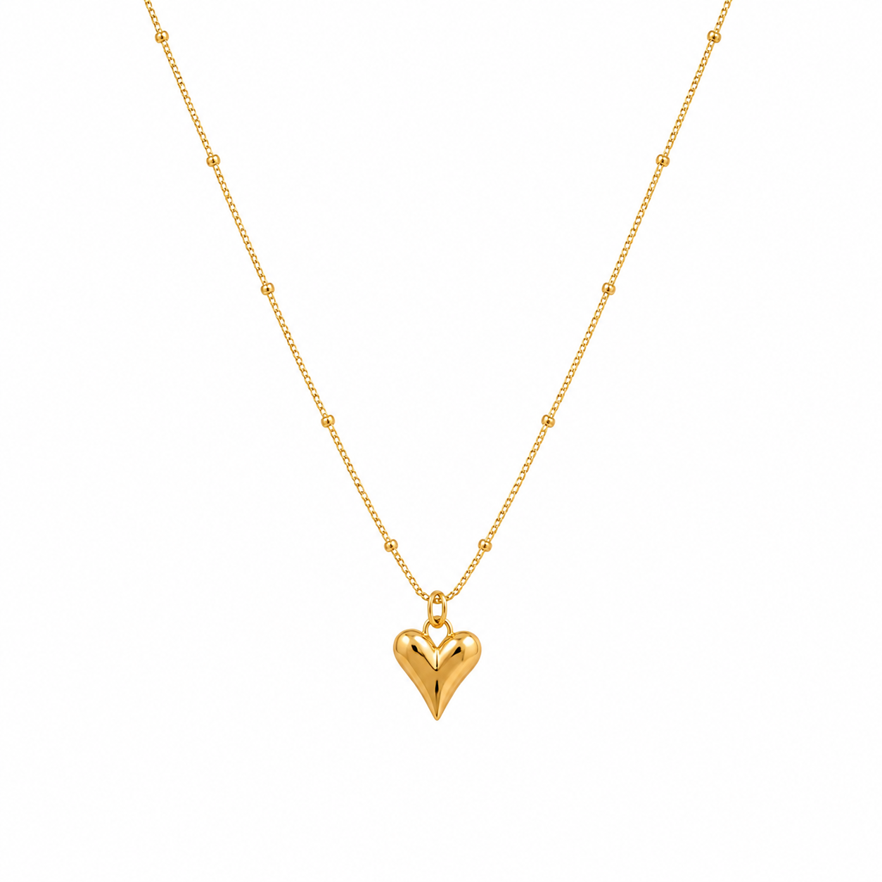 18K Gold Plated Stainless steel Heart Pendant Chain Necklace - Image 2