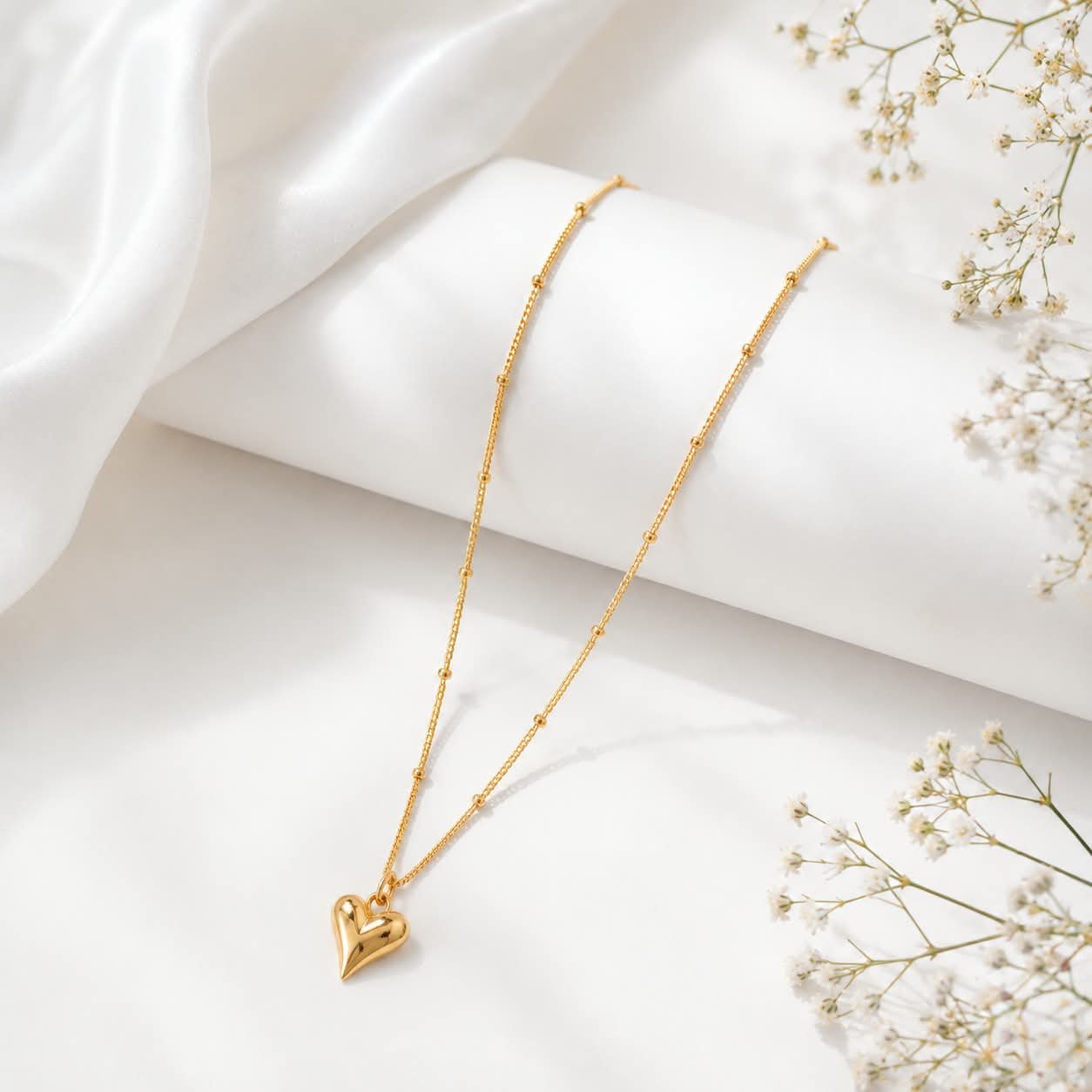 18K Gold Plated Stainless steel Heart Pendant Chain Necklace - Image 3